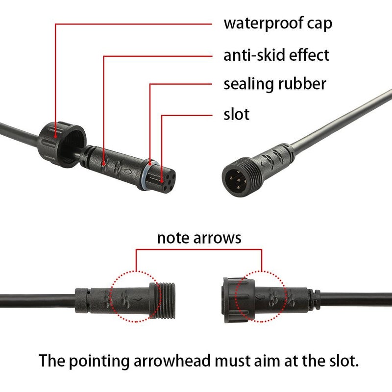 FVTLED Pack of 5, FVTLED 2m 6.56ft 5Pin Extension Cable Wire with Male and Female Connectors at Both Ends Only for FVTLED RGBW LED Deck Light - Image 2
